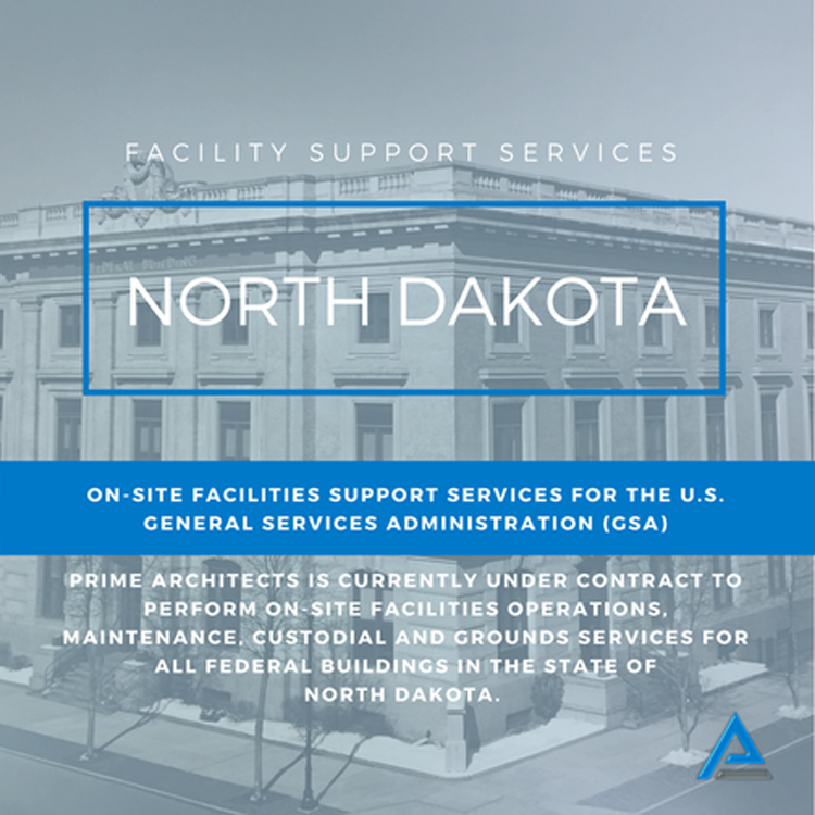 Prime Architects is contracted for services for all federal buildings in the state of North Dakota.